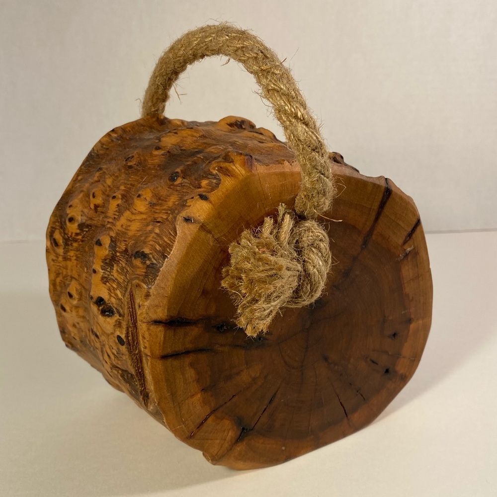 DECORATIVE RUSTIC WOOD CHUNK SLAB WITH ROP - Picture 7 of 16